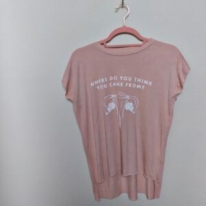 The Outrage Pink & White Feminist Pro Choice Uterus Flowy Graphic Tee Small